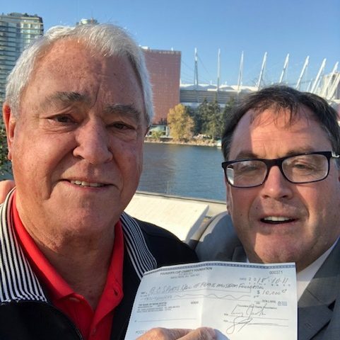 The B.C. Sports Hall of Fame Foundation Cheque Pesentation